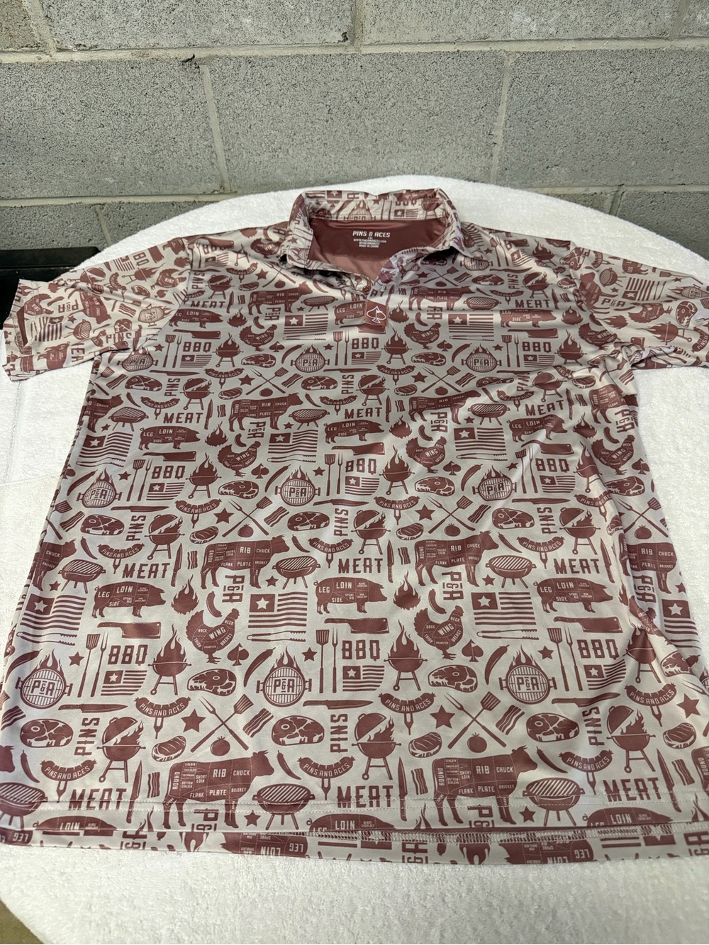 Pins and Aces “Pitmaster” performance golf polo size XXL